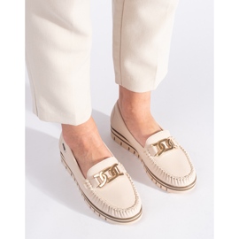 Beige women's loafers on the platform 2