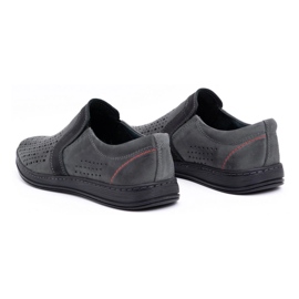 Olivier Men's leather moccasins shoes for summer 713MP gray grey 4