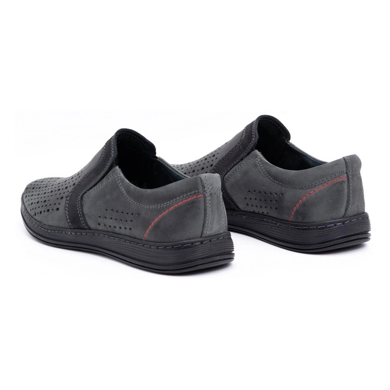 Olivier Men's leather moccasins shoes for summer 713MP gray grey 4