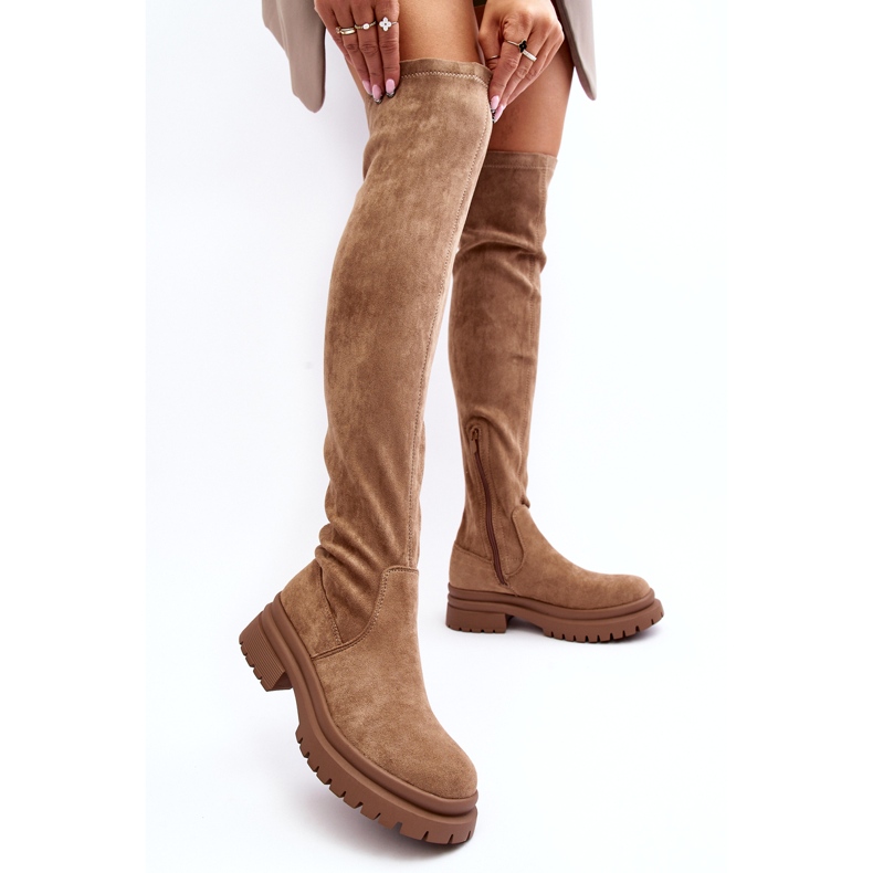 Evento Women's flat -heed knee boots beige 2 Evento Women's flat -heed knee boots beige 2