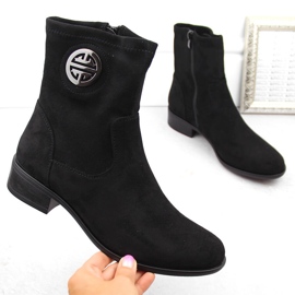 Women's suede ankle boots with decoration black Jezzi ASA198-28 1 Women's suede ankle boots with decoration black Jezzi ASA198-28 1