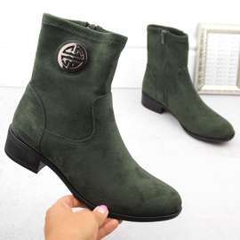 Women's suede ankle boots with decoration green Jezzi ASA198-28 1