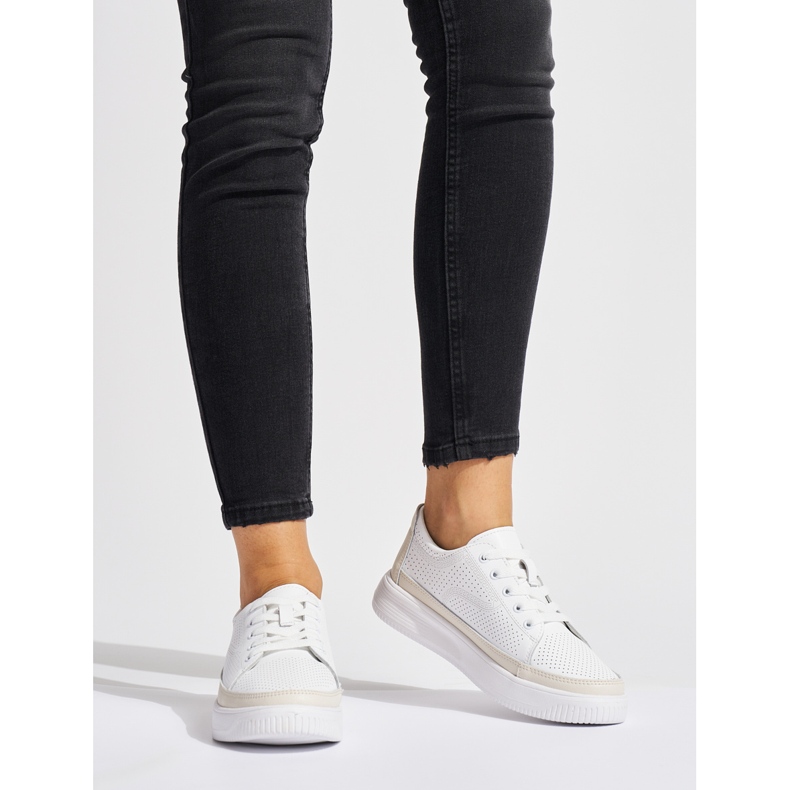 Sergio Leone white openwork leather sneakers 2 Sergio Leone white openwork leather sneakers 2