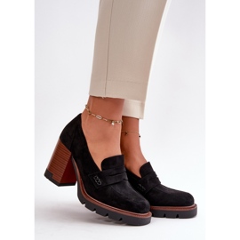 Women's Low Heel Shoes With Eco Suede Black Vinceza 58105 1