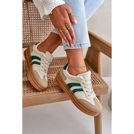 Women's Sneakers On The Platform Beige-Green Nesonice 1