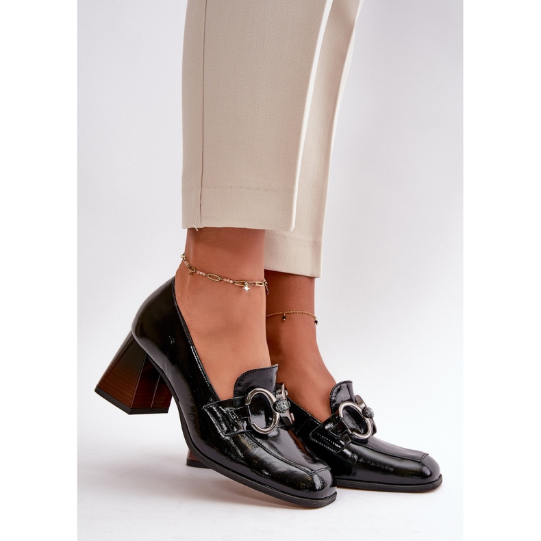 Leather Pumps With Embellishment Black Laura Messi 2845 1