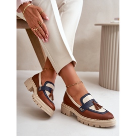 Leather Moccasins for Women Brown Laura Messi 2835 2