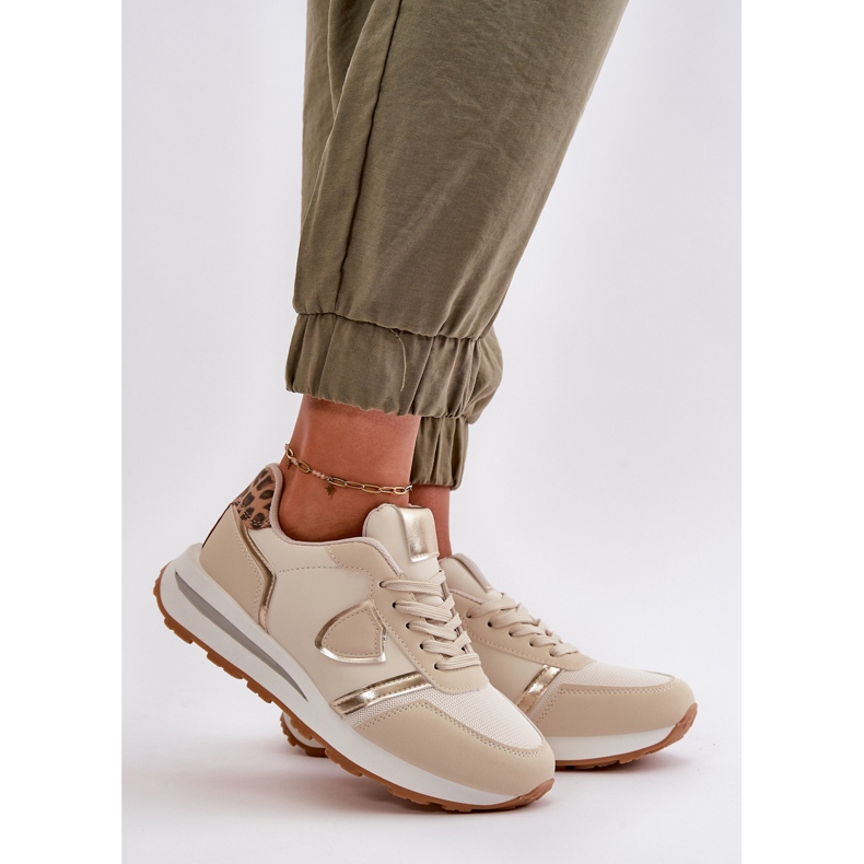 Women's Sneakers Made of Eco Leather Beige Velaniela 1