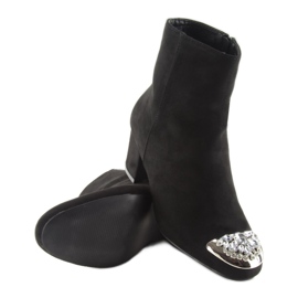 Black Boots with stones on the toes fa156 Black 2
