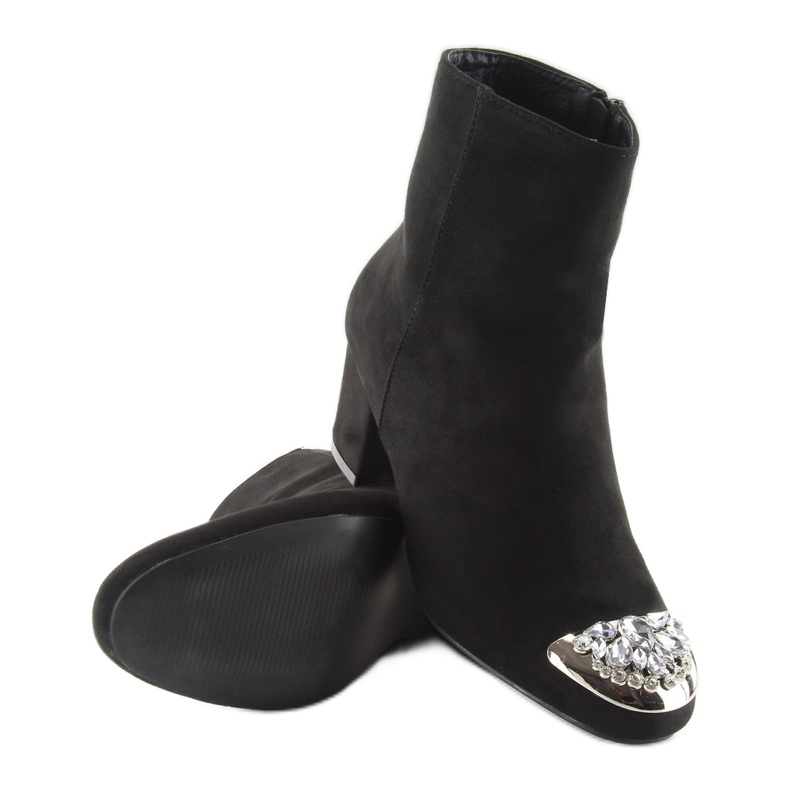 Black Boots with stones on the toes fa156 Black 2