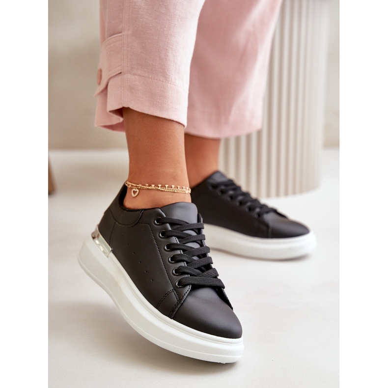 Low Women's Sneakers On Platform Made Of Eco Leather Black Nevelena 2