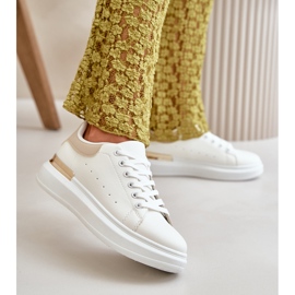 Low Women's Sneakers On The Platform Made Of Eco Leather White And Beige Nevelena 2