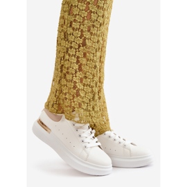 Low Women's Sneakers On The Platform Made Of Eco Leather White And Beige Nevelena 1