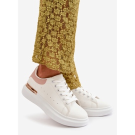 Low Women's Sneakers On The Platform Made Of Eco Leather White And Pink Nevelena 1