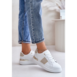 Fashionable Women's Sneakers On The Platform Made Of Eco Leather Beige Nevisase white 2