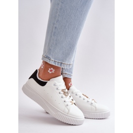 Low-Top Sneakers In Eco-Leather With Pins In Black And White Cillione 1
