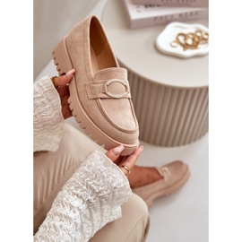 Women's Eco Suede Loafers With Shiny Detail Beige Avellina 2
