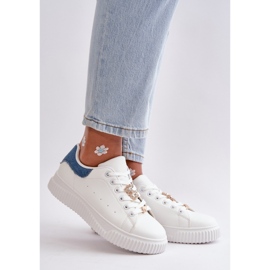 Low-Top Sneakers In Eco-Leather With Pins White And Blue Cillione 1