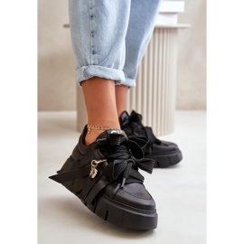 Women's Leather Sneakers On Platform Black CheBello 4568 2