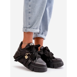 Women's Leather Sneakers On Platform Black CheBello 4568 1