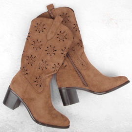 Women's suede boots openwork brown Jezzi RMR2337-11 1