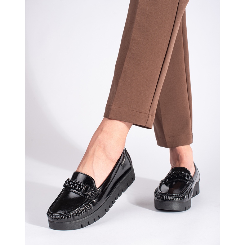 Goodin Patent leather women's shoes with a thick sole black 1