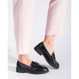 Goodin Black women's moccasins with buckle 1