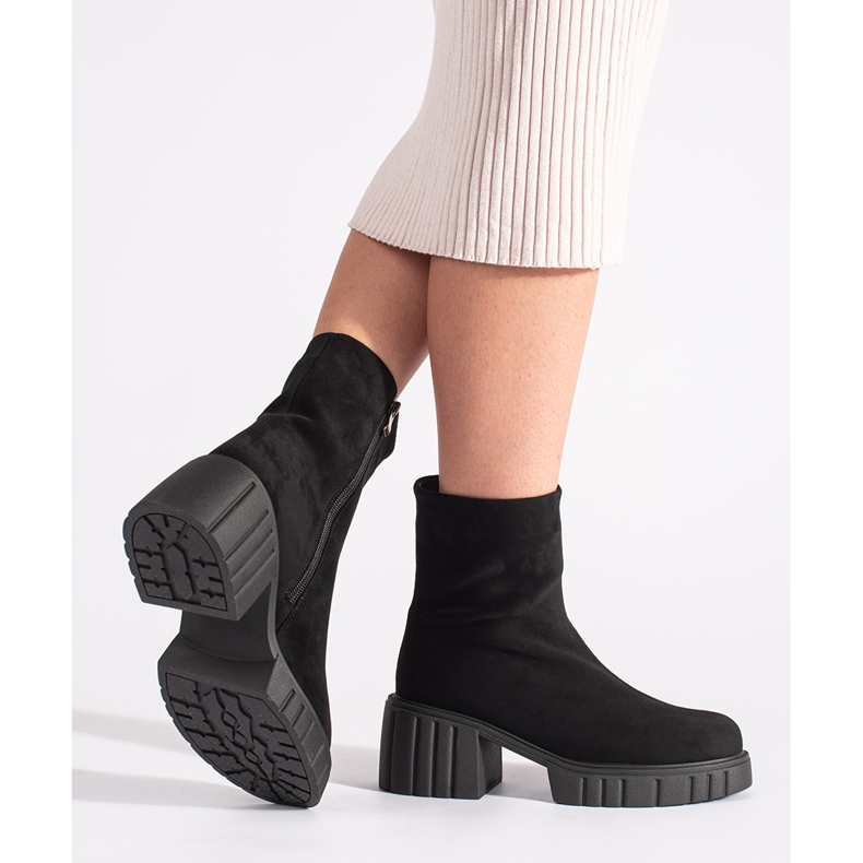 Black women's platform ankle boots 1