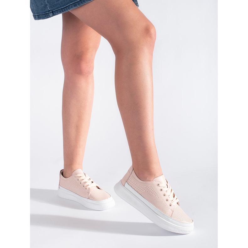 Sergio Leone pink openwork leather sneakers 2