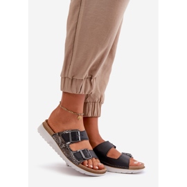 Women's Comfortable Flip-Flops With Buckles Inblu CN000033 Navy Blue 1
