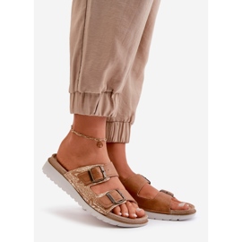 Women's Comfortable Flip-Flops With Buckles Inblu CN000033 Brown 1