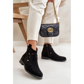 Women's Openwork Ankle Boots With Zipper Black S.Barski HY42-081 2