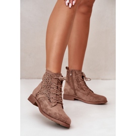 Women's Patterned Ankle Boots Brown S.Barski HY66-136 2
