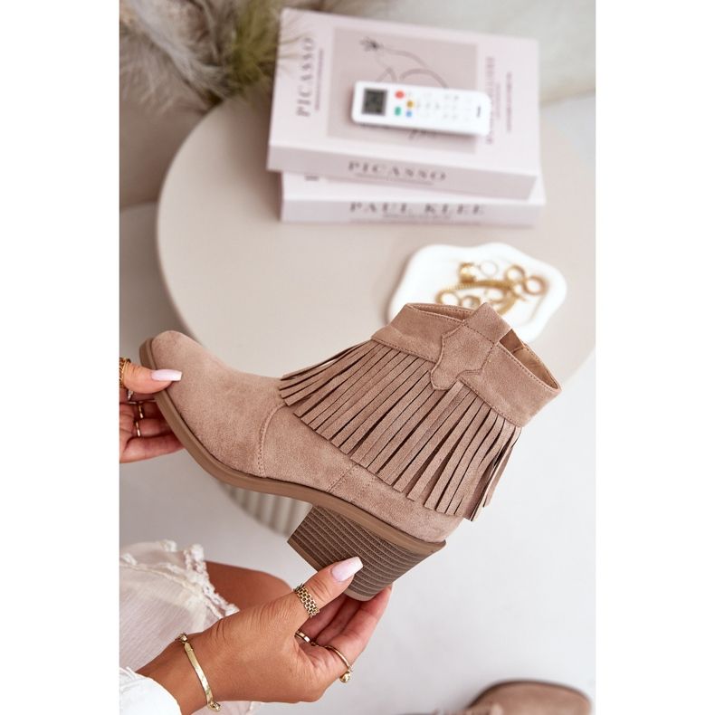 Women's Cowboy Boots With Zipper Eco Suede Beige S.Barski HY42-127 2