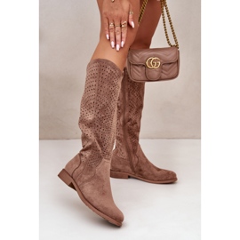 Women's Openwork Boots Brown S.Barski HY42-132 2