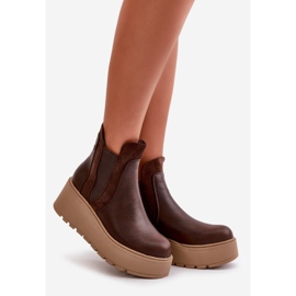 Women's Insulated Ankle Boots On Platform And Wedge Brown Mivanira 1