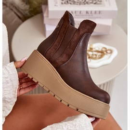 Women's Insulated Ankle Boots On Platform And Wedge Brown Mivanira 2