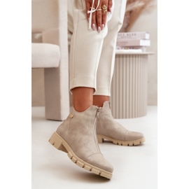 Insulated Women's Ankle Boots With Abrasions Eco Leather Gold Verietta golden 2