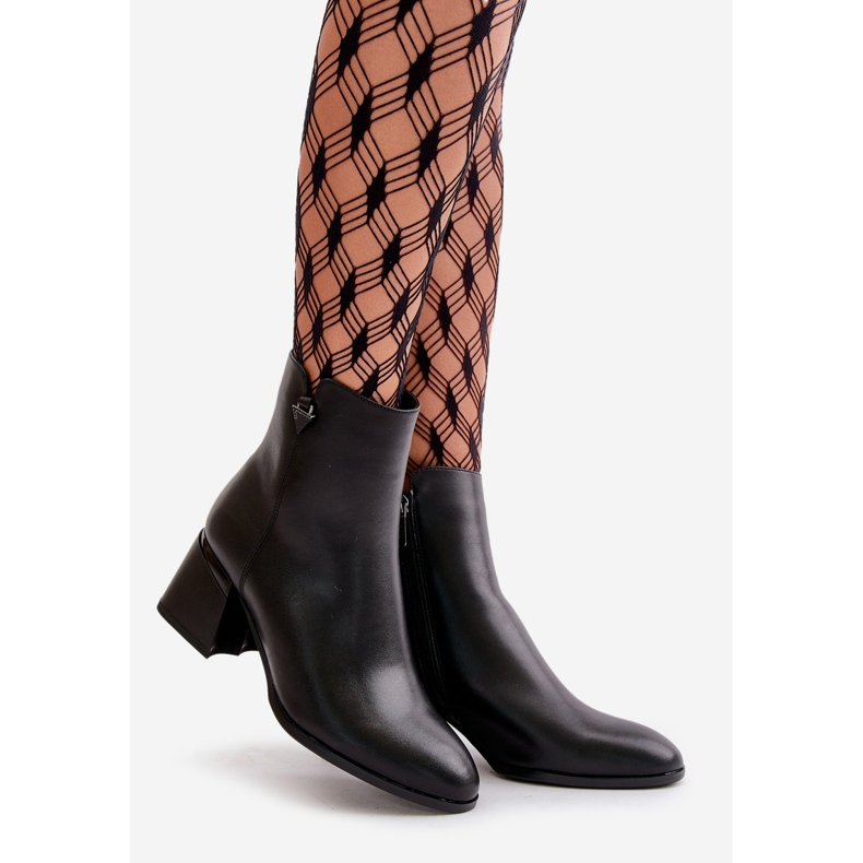 Elegant Insulated Women's Ankle Boots Made of Natural Leather Black Vinceza 77106 1