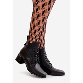 Lace-up Women's Ankle Boots On Heels Made Of Genuine Leather Insulated Black Vinceza 91110 1