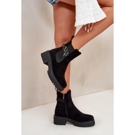Insulated Women's Ankle Boots With Gold Detail Eco Suede Black Bervena 2