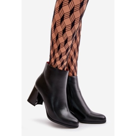 Smooth Women's Ankle Boots on a Heel Made of Eco Suede Warm Black Milisea 1
