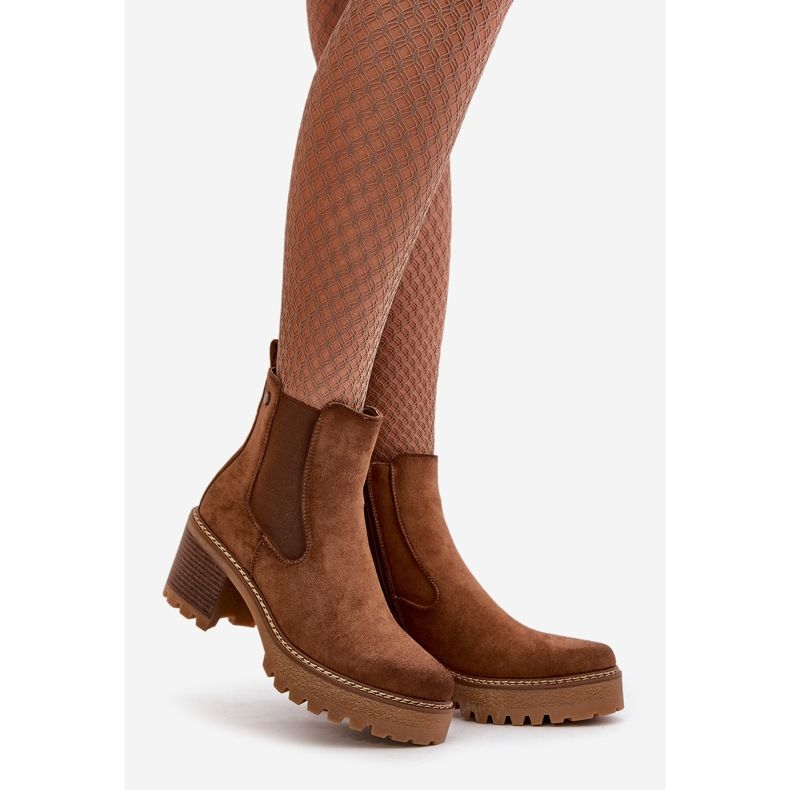 Women's Insulated Ankle Boots With Ankle Strap Eco Suede Brown Irissinae 1