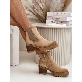 Women's Insulated Ankle Boots With Ankle Strap Eco Suede Beige Irissinae 2