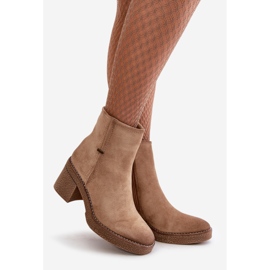 Women's Ankle Boots On The Heel Insulated Eco Suede Beige Arkesia 1