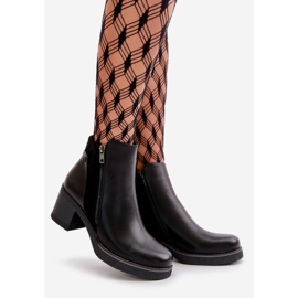 Women's Ankle Boots Made of Eco Leather on a Heel Warm Black Revianna 1
