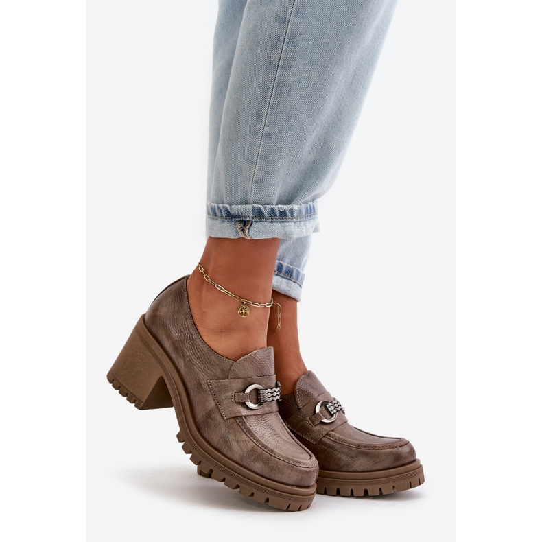 Zazoo 20175 Women's Low Shoes On A Heel Natural Leather Dark Beige 1 Zazoo 20175 Women's Low Shoes On A Heel Natural Leather Dark Beige 1