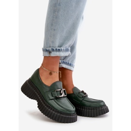 Zazoo 20176 Women's Genuine Leather Loafers Dark Green 1