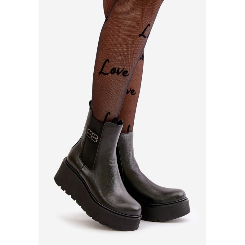 Zazoo 60498 Women's Platform Wedge Ankle Boots Black 1