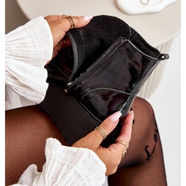 Zazoo 60499 Patent Leather Women's Ankle Boots On Platform And Wedge Insulated Natural Leather Dark Green black 2